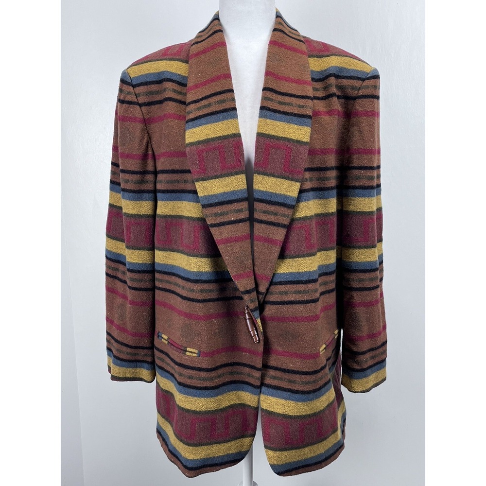Womens August Max Southwestern Blanket Blazer Jacket Sz 18 Plus GUC Yellowstone